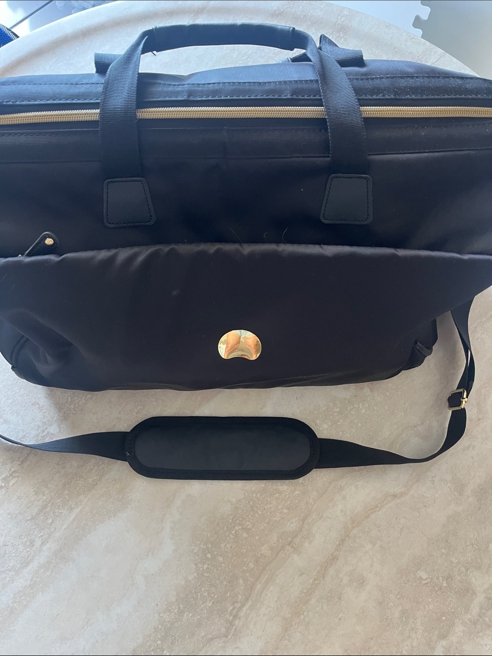 Black Shoulder Duffel Bag with Gold Accent